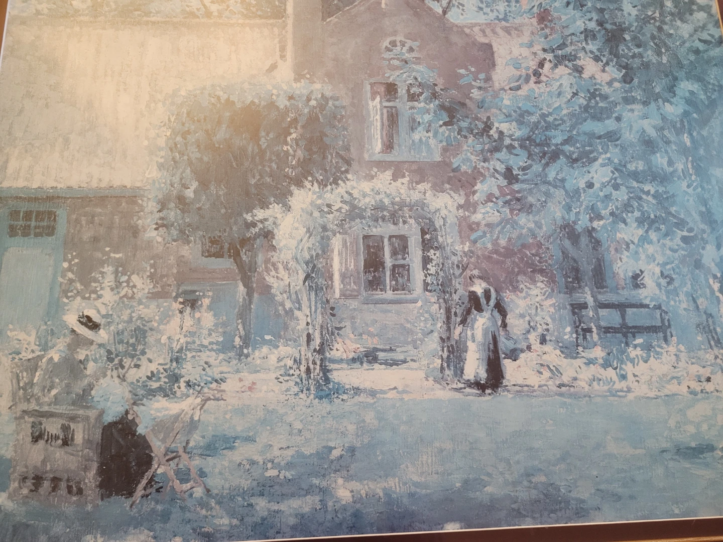 Framed Print of a House and Garden Scene - photo 2