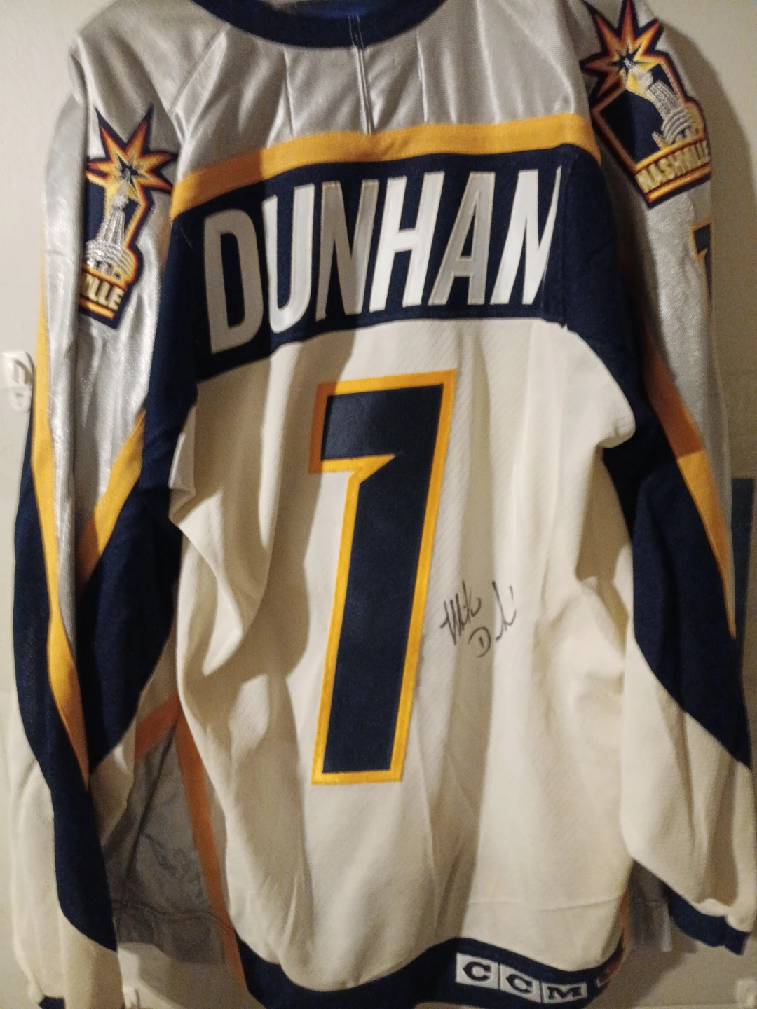 Autographed Predators Dunhan #1 Hockey Jersey
