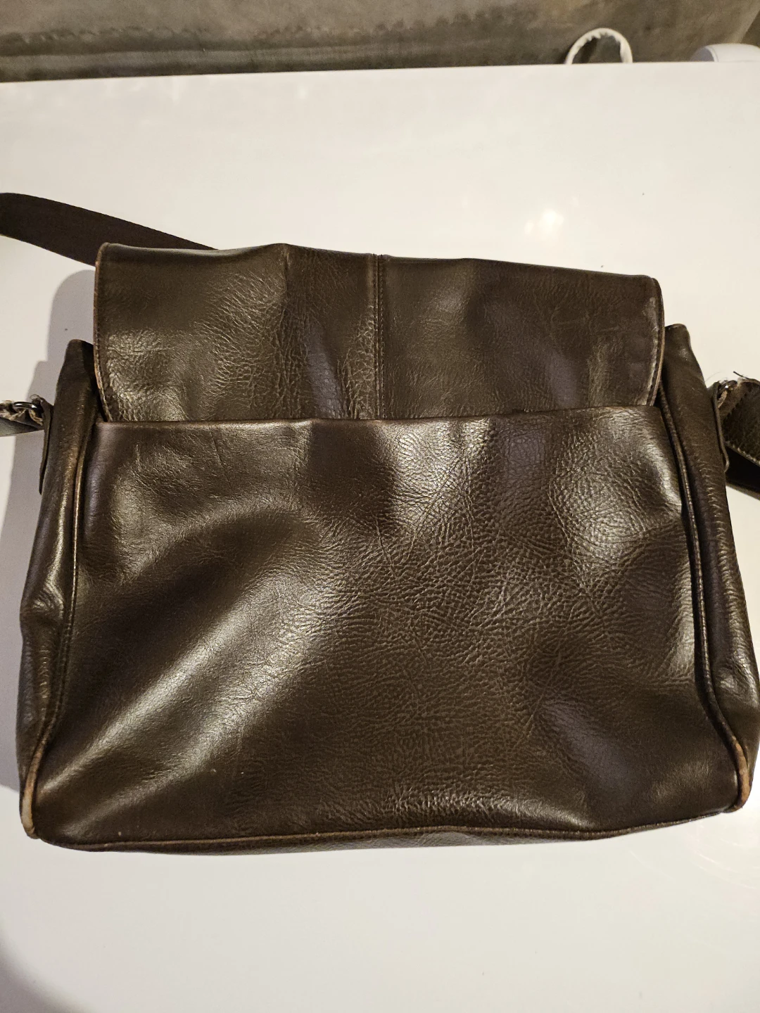 Branded Brown Leather Messenger Bag