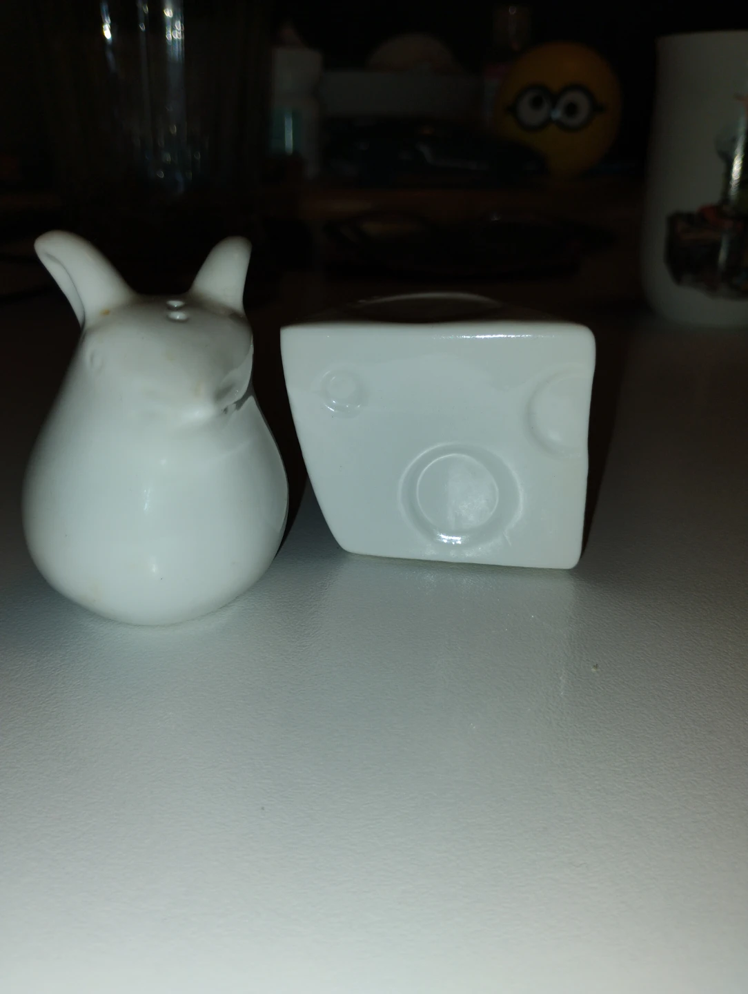 Ceramic Mouse and Cheese Shaker Set