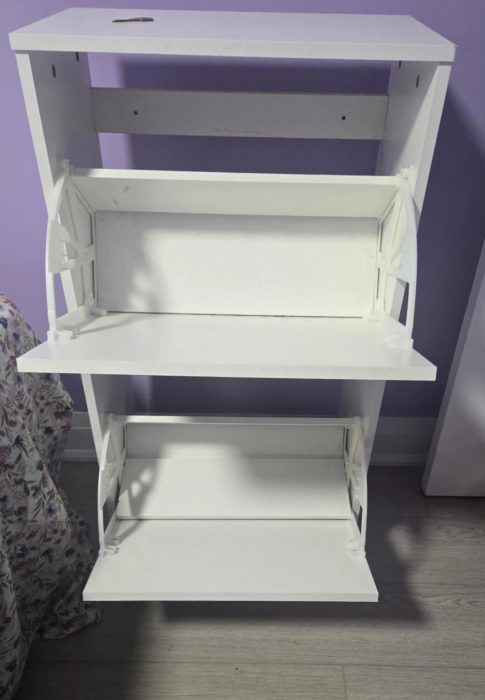 White 2-Tier Shoe Cabinet - photo 2
