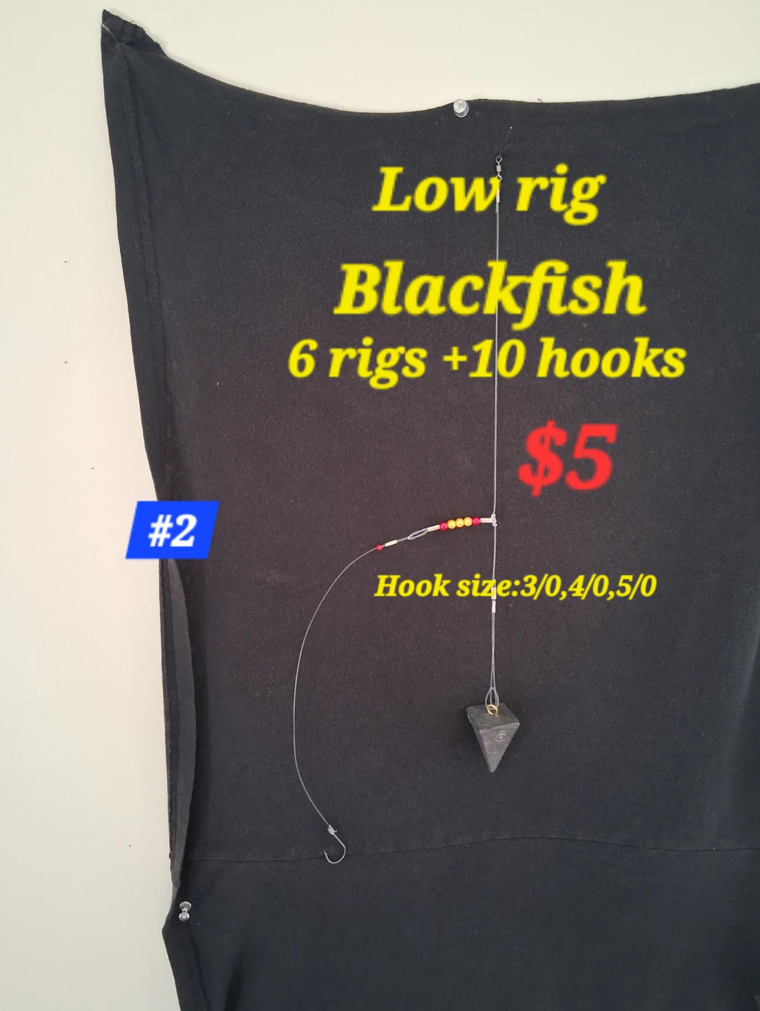 Low rig Blackfish fishing rigs - 6 rigs + 10 hooks