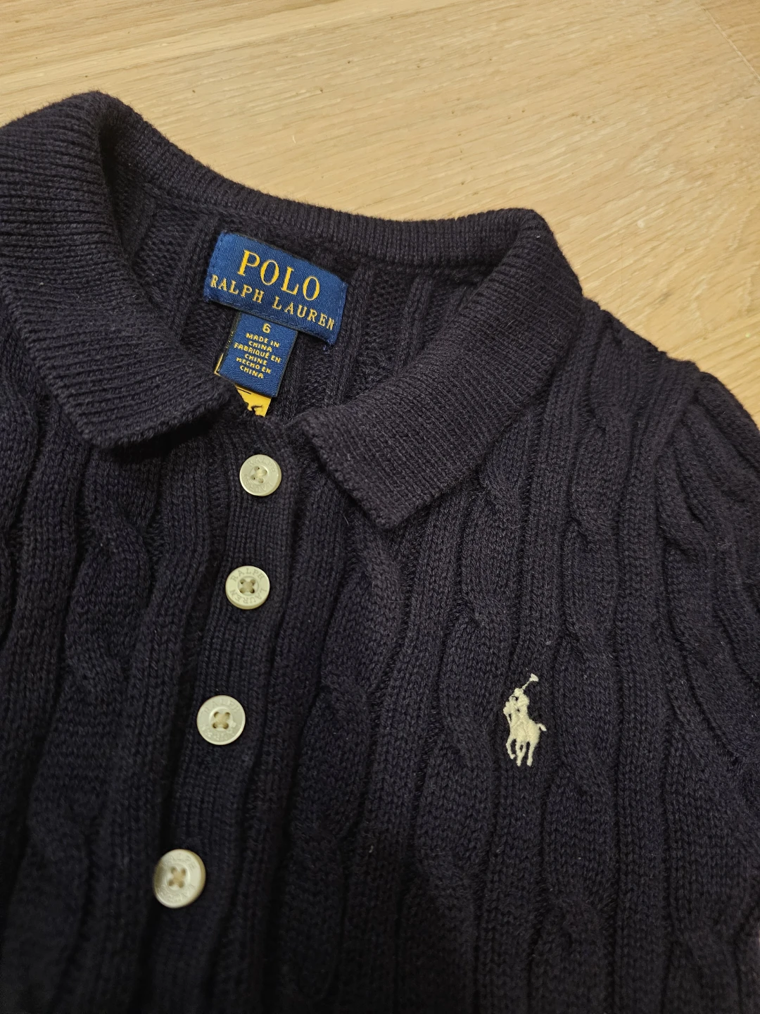 Kids Polo Ralph Lauren Navy Cable Knit Dress Size 6y - photo 3