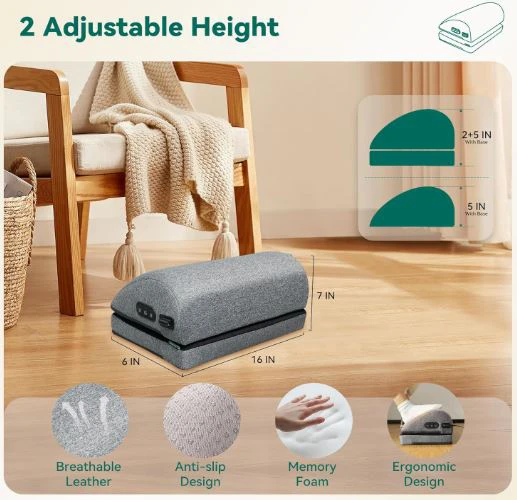 Snailax Adjustable Foot Rest with Heat, Vibration, Massage - NEW - photo 3