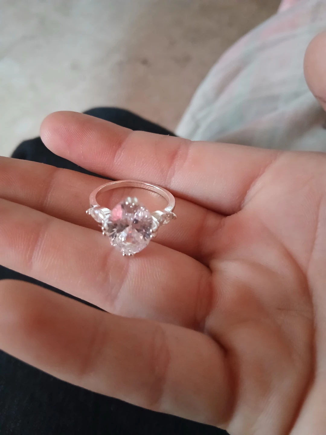 Silver-tone Ring with Pink and Blue Stones - photo 3