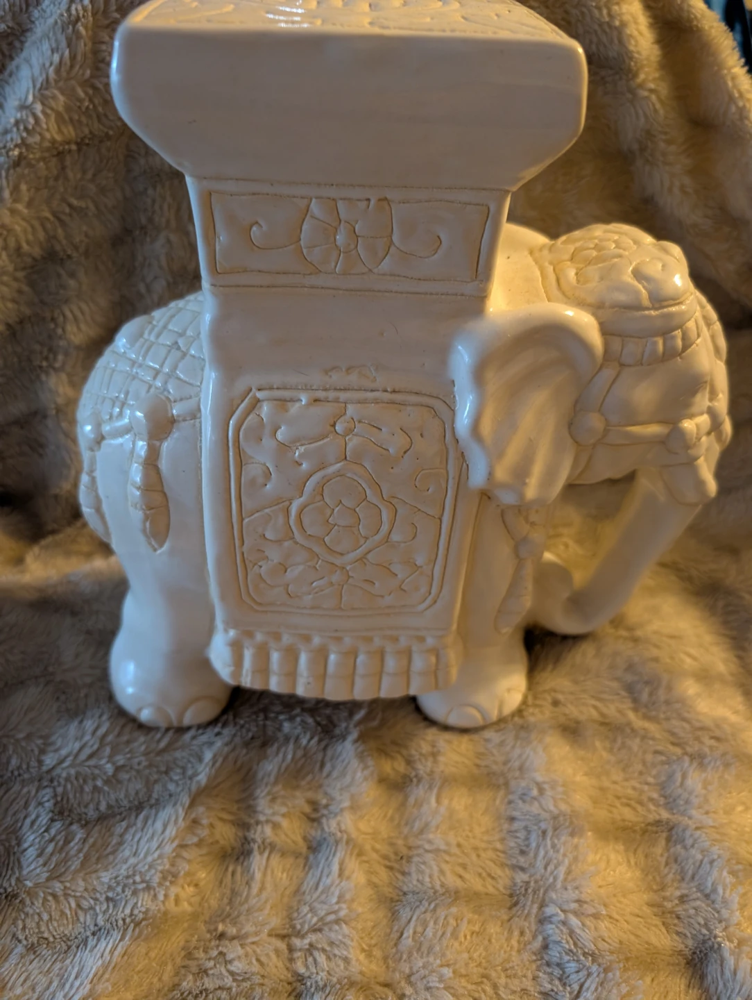 Vintage Handpainted Ceramic Elephant Plant Stand