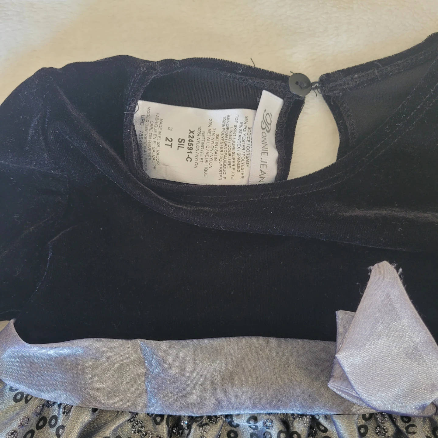 Bonnie Jean Black Velvet & Silver  Dress - Size 2T - photo 3