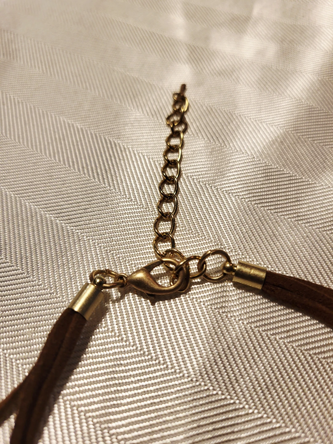 Statement Necklace w/  Marbled Resin Pendant, faux suede cord - photo 3