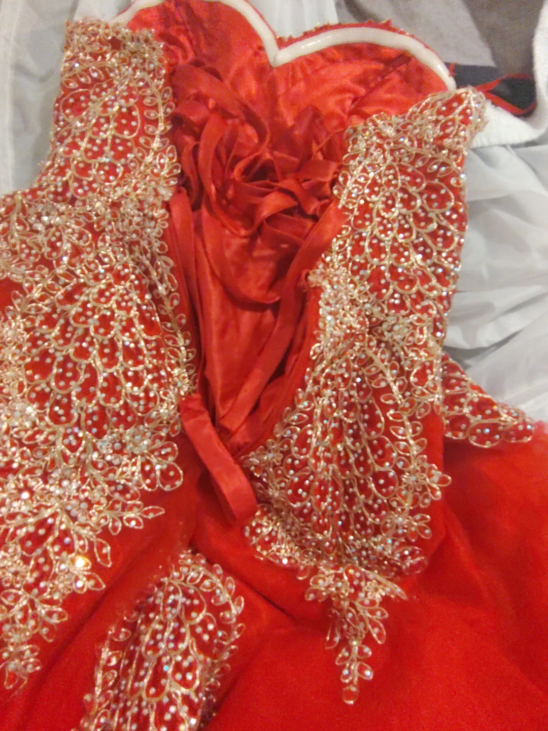 Orange lace and tulle ball gown - photo 4