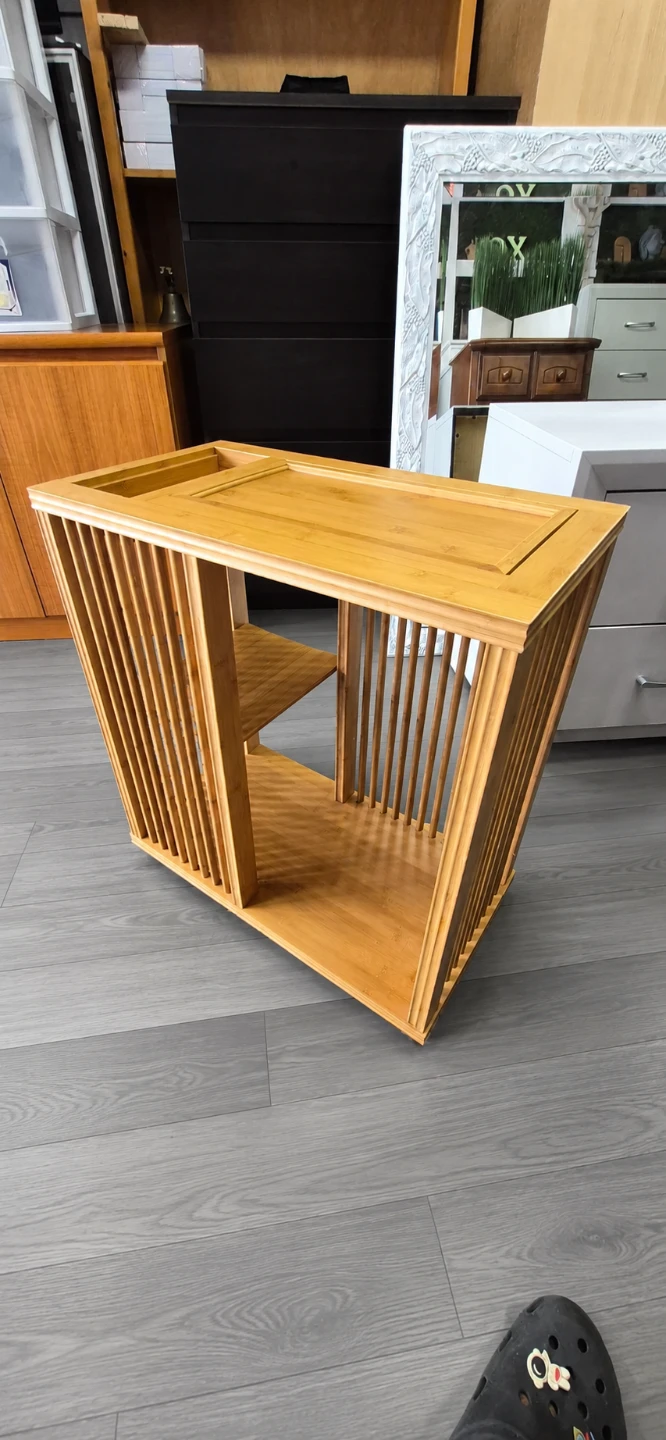Wooden Side Table with Wheels - photo 4
