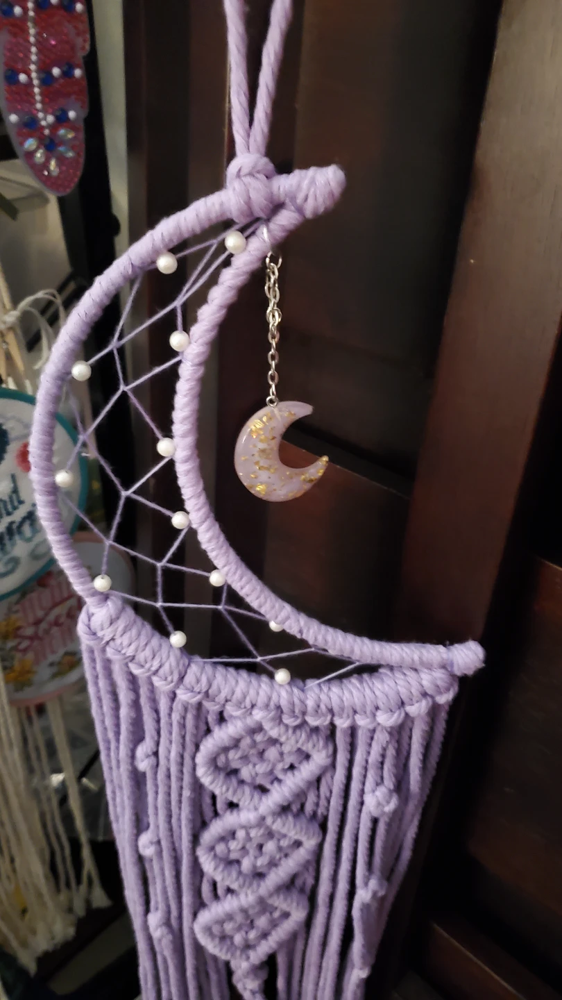 Purple Macrame Moon + star Dreamcatcher with Crescent Moon Charm - photo 5