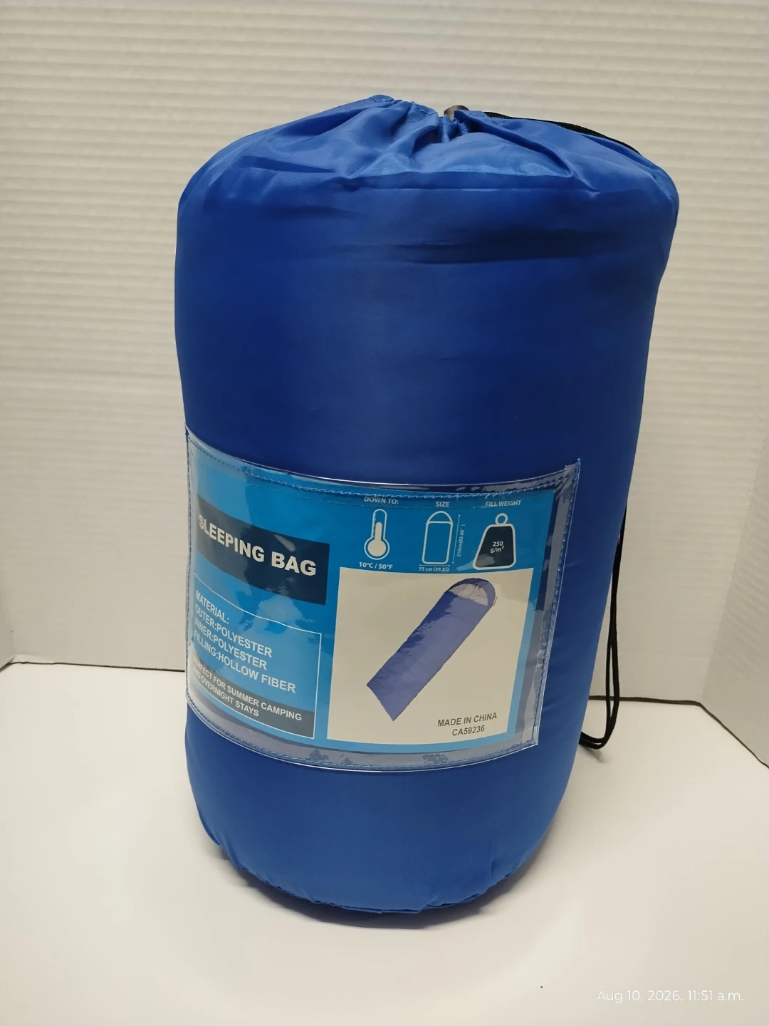 NEW Blue Sleeping Bag – 10°C – 210 × 75 cm – Camping