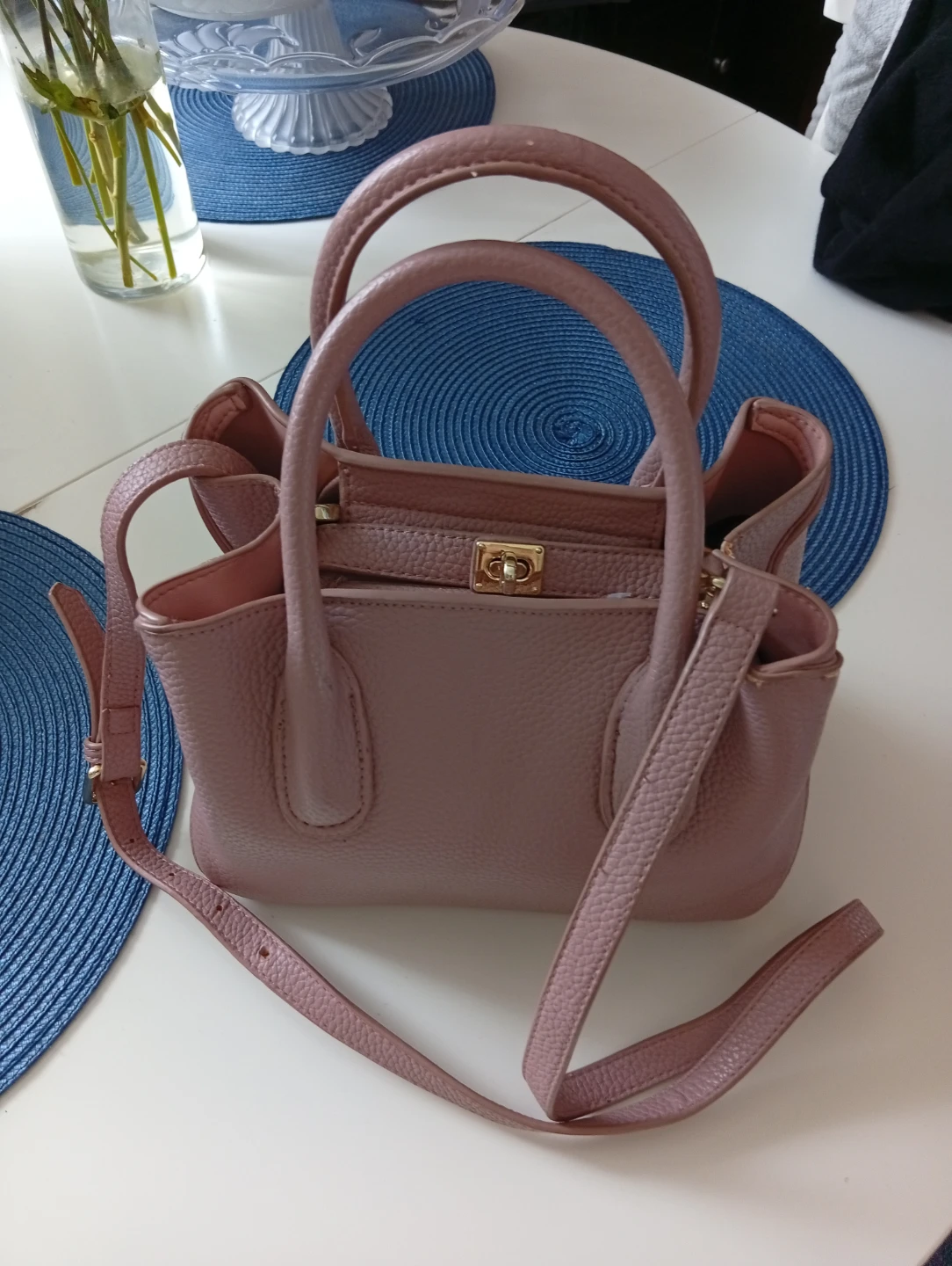 Pink real Leather Top Handle Bag