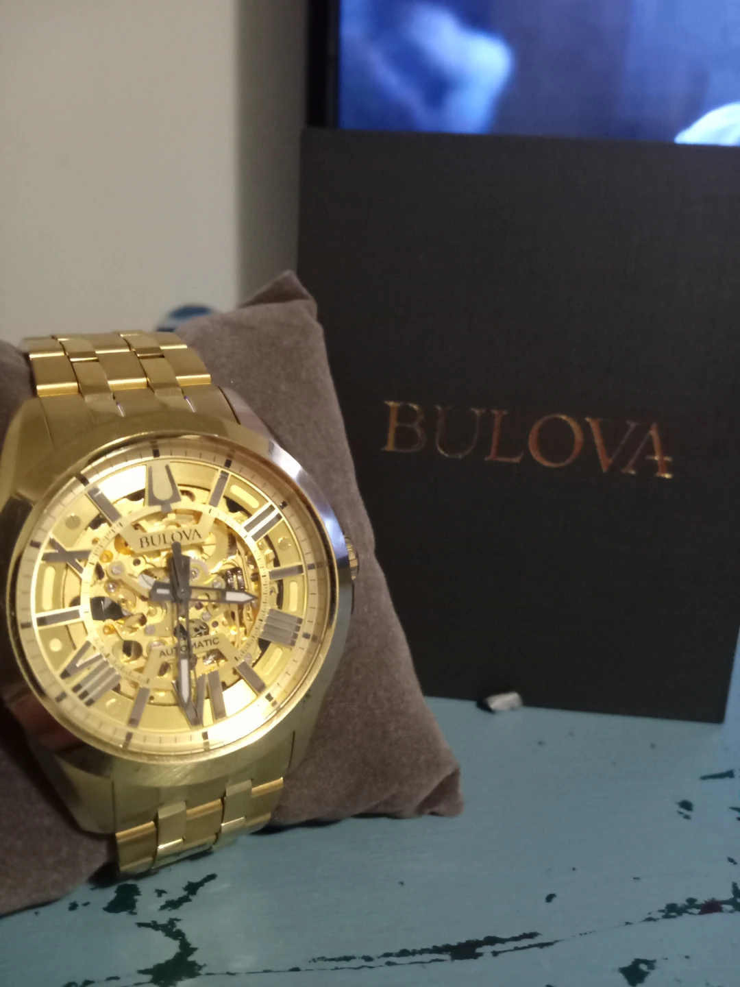 Men's Bulova skeleton mechanical watch