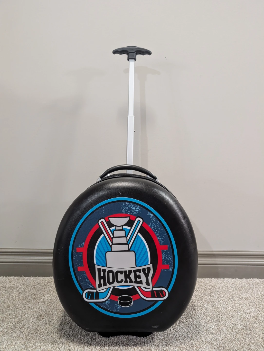 Black Hockey Themed Rolling Suitcase