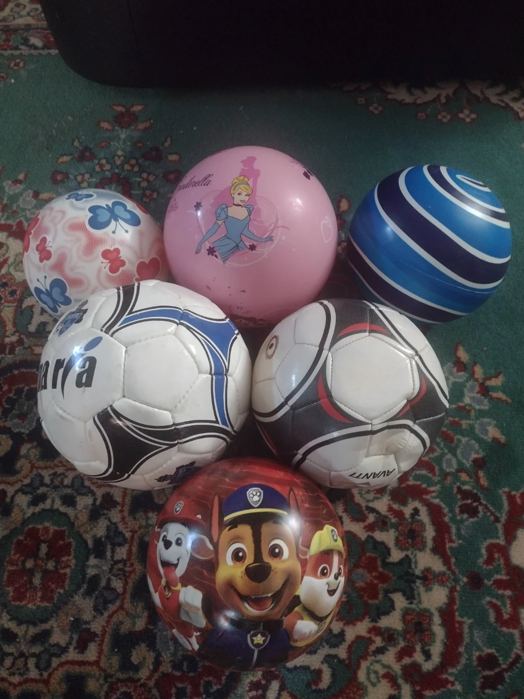 Set of 6 Play Balls: Soccer, Princess, Paw Patrol & More