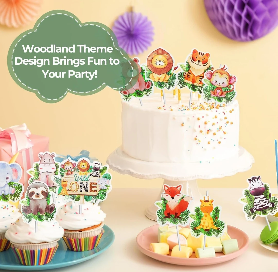 Woodland Jungle Animal Cupcake Toppers Set - photo 5