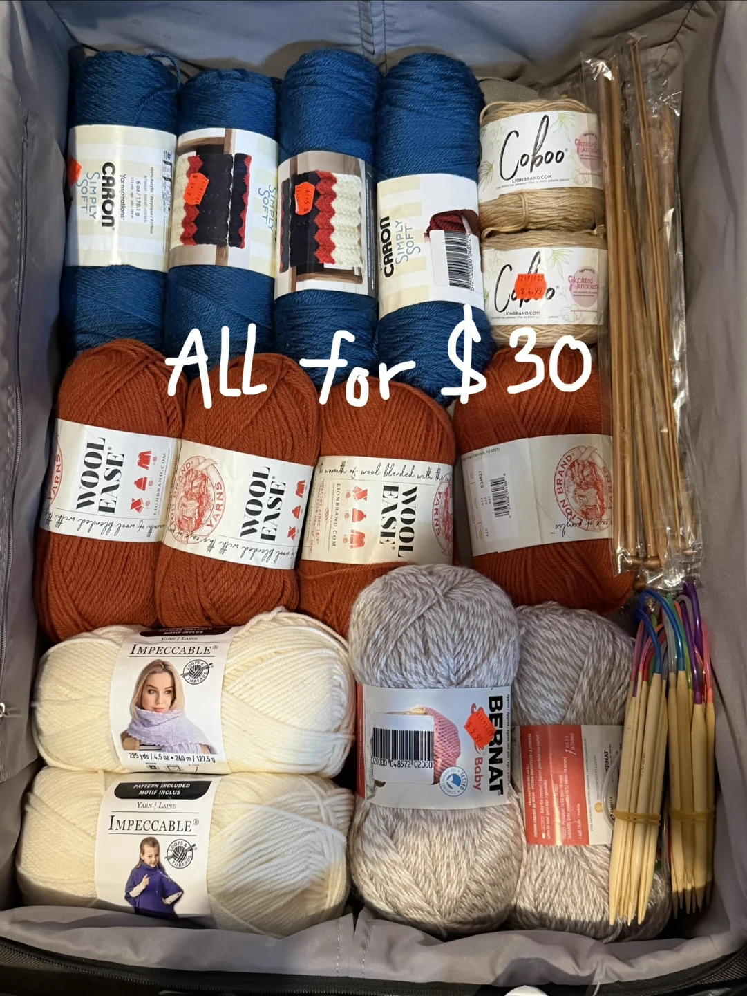 Assorted Yarn and Knitting Needles Bundle