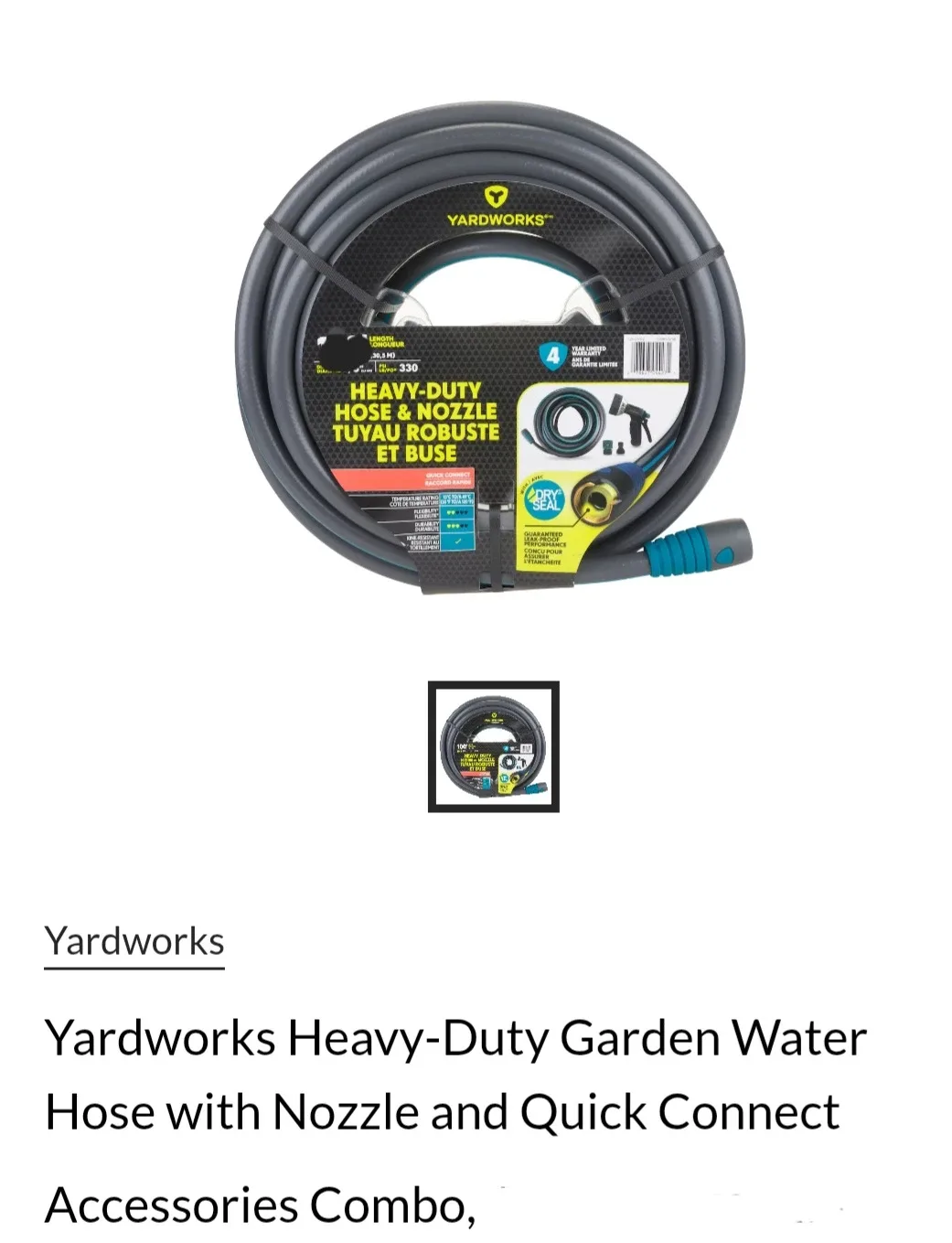Yardworks Heavy-Duty Garden Hose with Nozzle and Quick Connect - photo 3