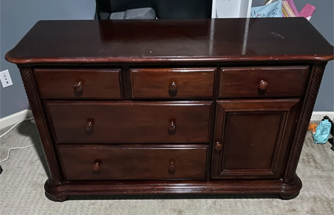 Used Dark Wood Dresser with Cabinet