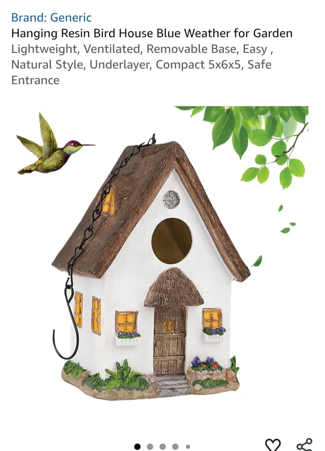 Hanging Resin Bird House 8" - photo 3