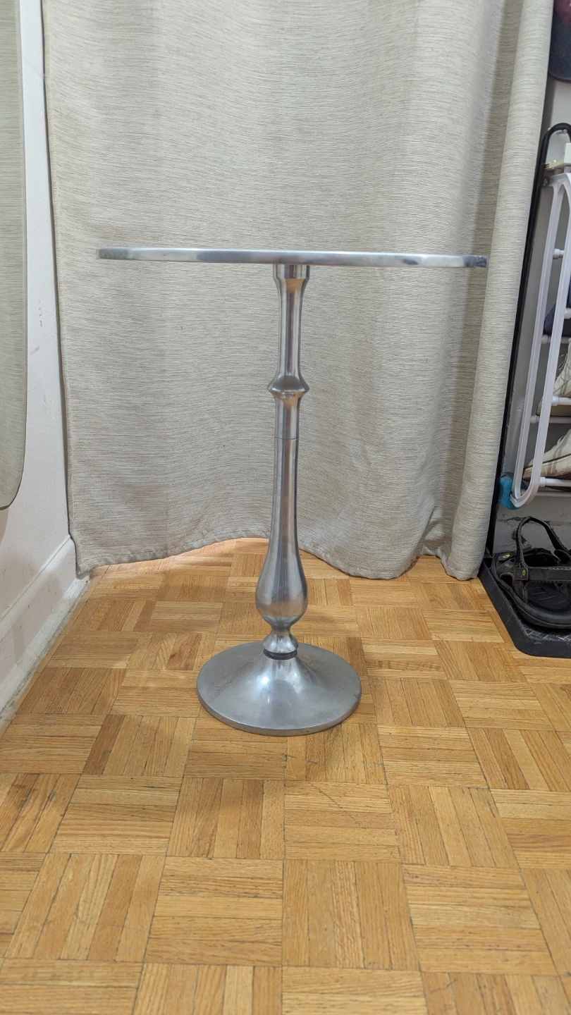 18" Vintage Stylish Aluminum Round Table Pedestal End Coffee - photo 2