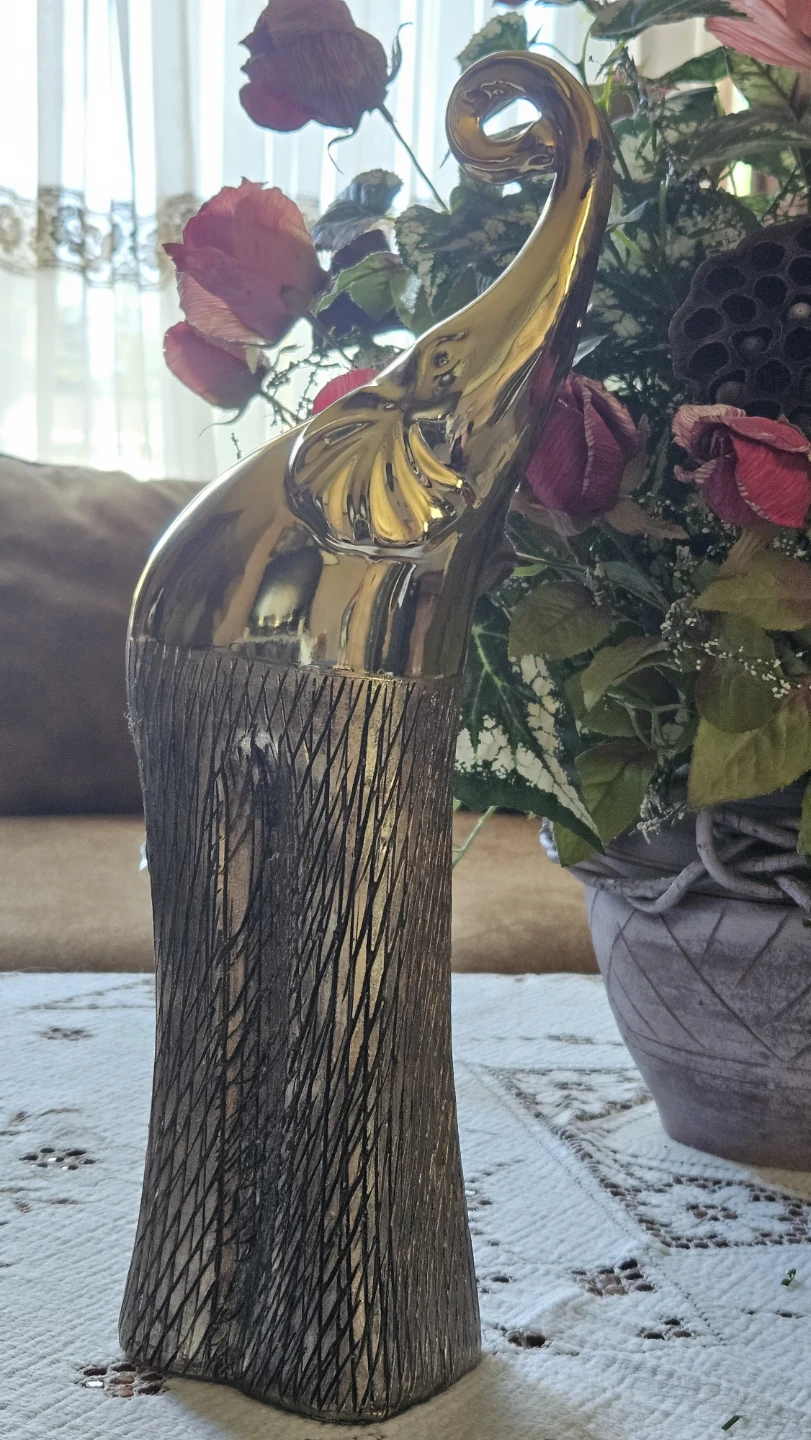 Gold Elephant Figurine with Textured Base - photo 5