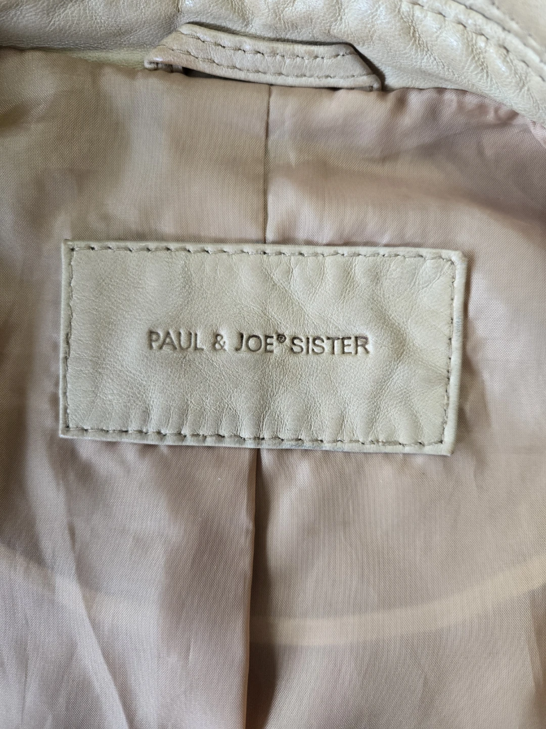 Paul & Joe Sister Beige Leather Moto Jacket - photo 3
