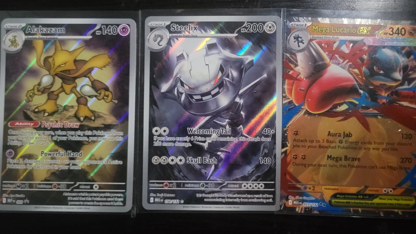 Pokemon TCG Cards - Alakazam, Steelix, Mega Lucario EX