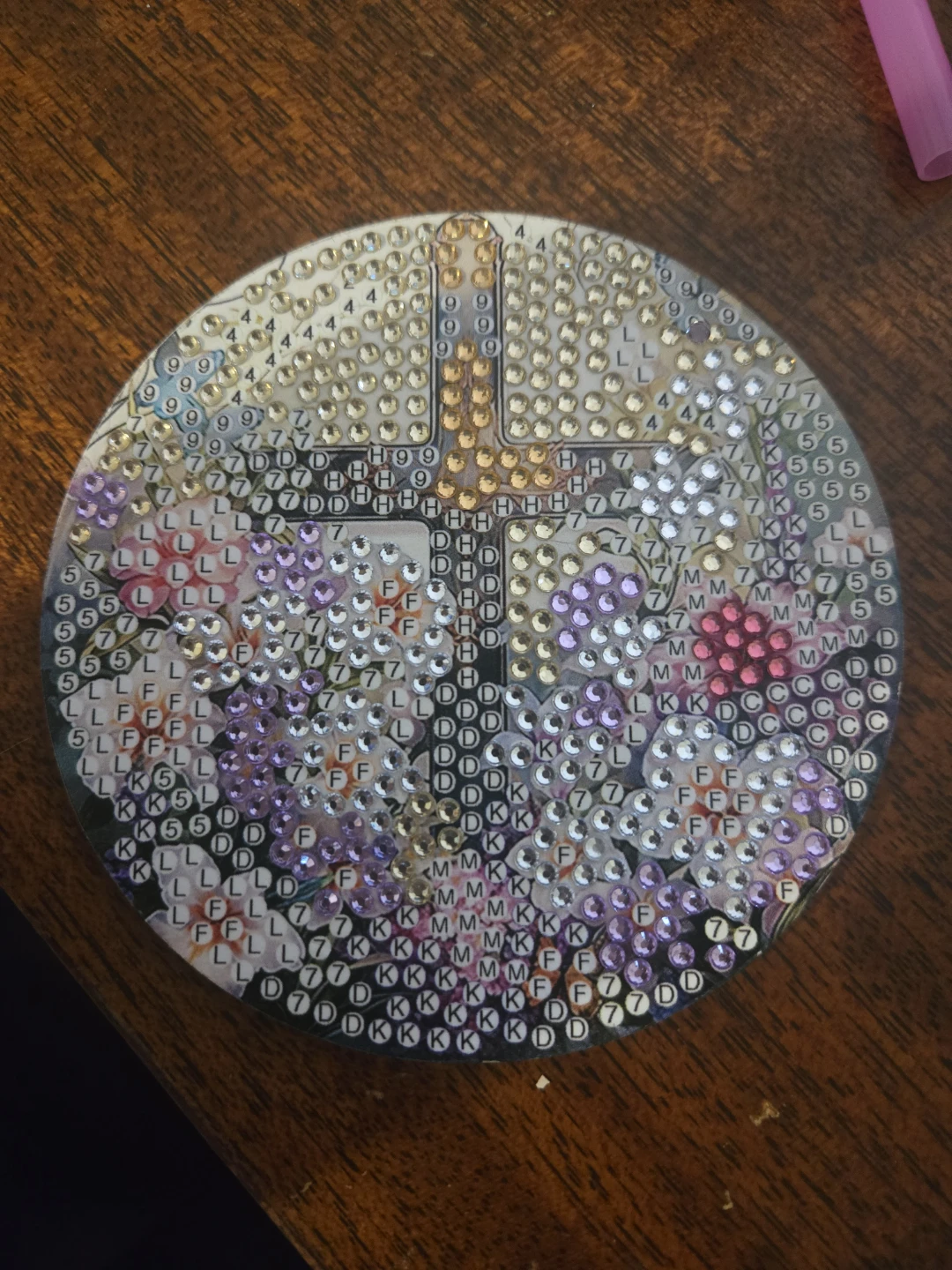 Diamond Art Coaster - Cross and Flowers