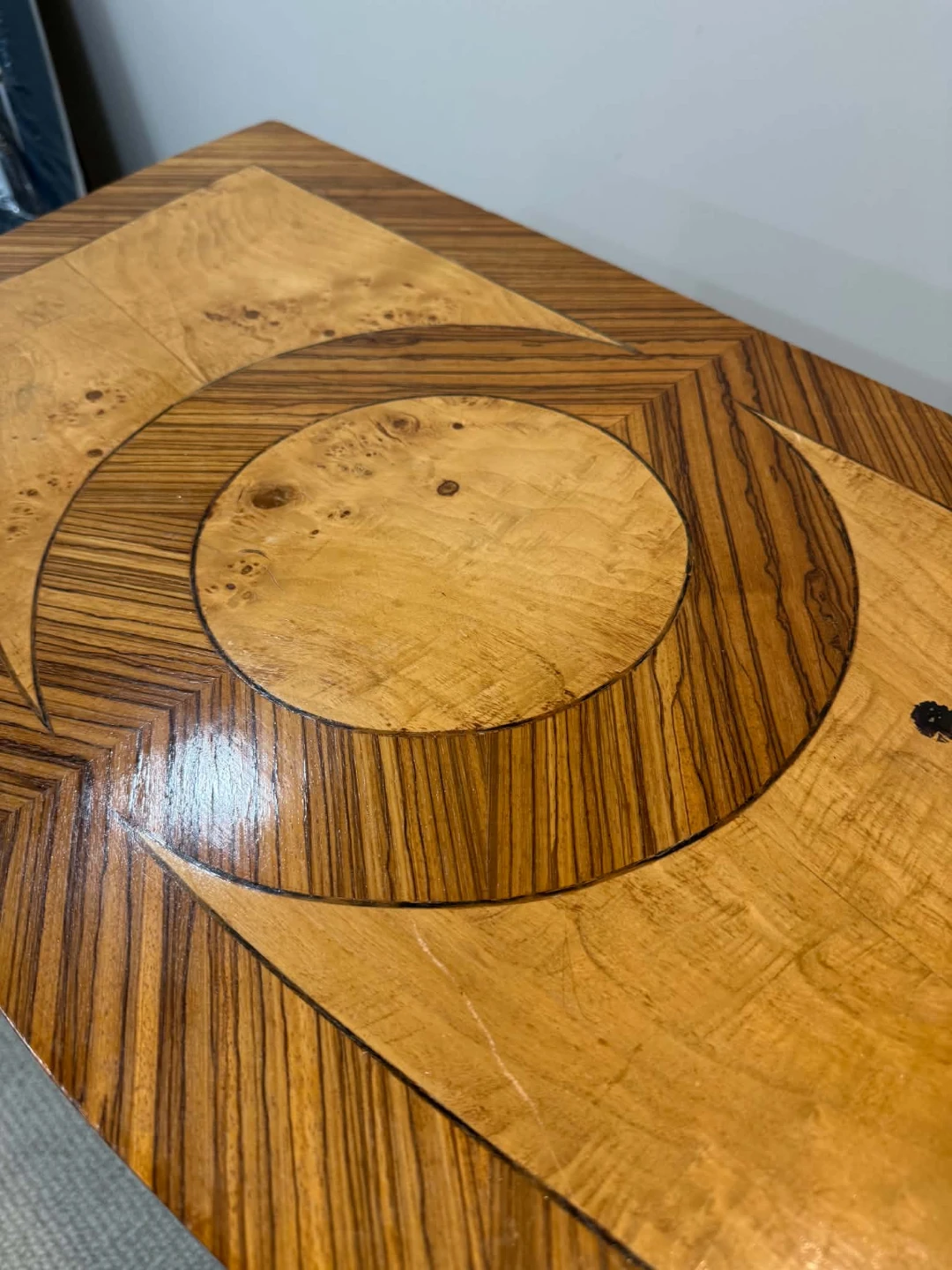 Vintage Inlaid Wood Game Table with Chess and Backgammon Boards - photo 3