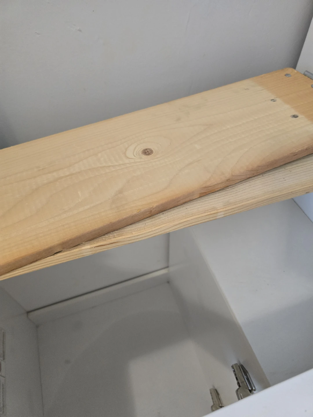 White Vanity Cabinet with Wooden Top - photo 2
