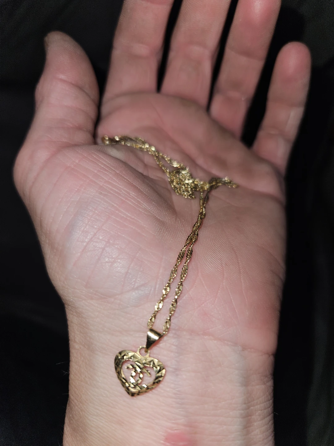18K Gold CHANEL pendant with 14k gold rope style chain