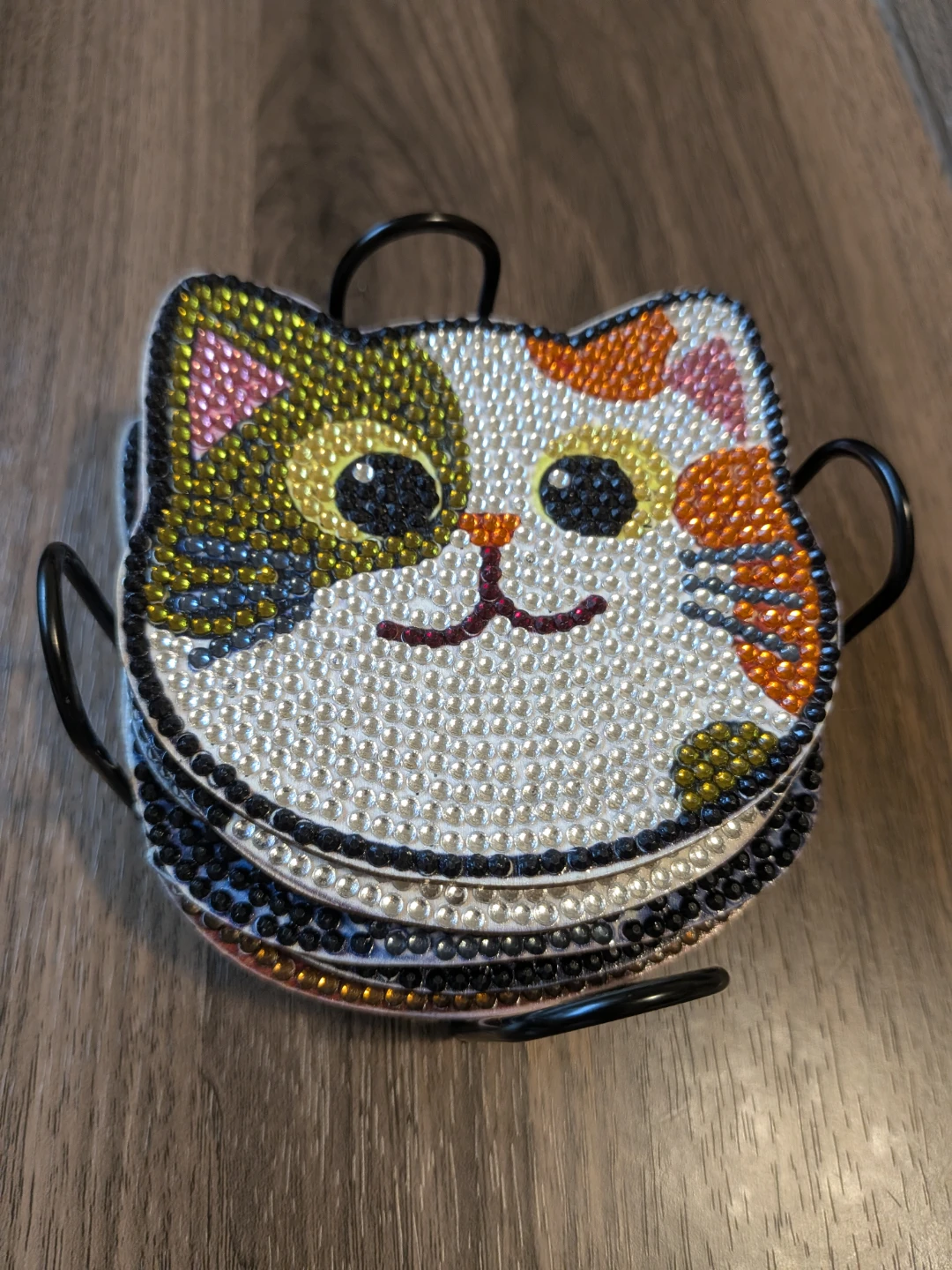Diamond Art Cat Coasters Set with Holder