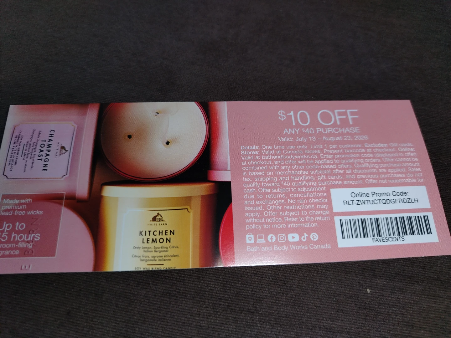 $10 Off Any $40 Purchase Bath & Body Works Coupon