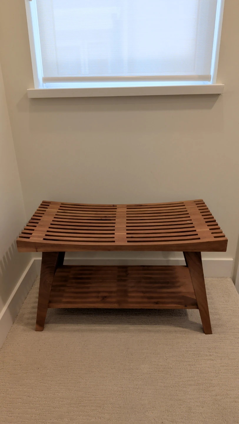 Wooden Shower Bench with Shelf