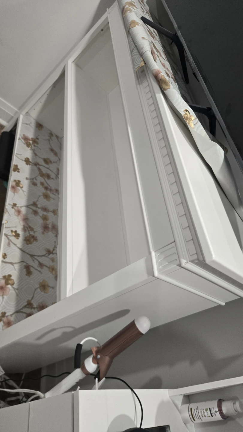 White Bookshelf with Floral Shelf Liner - photo 2