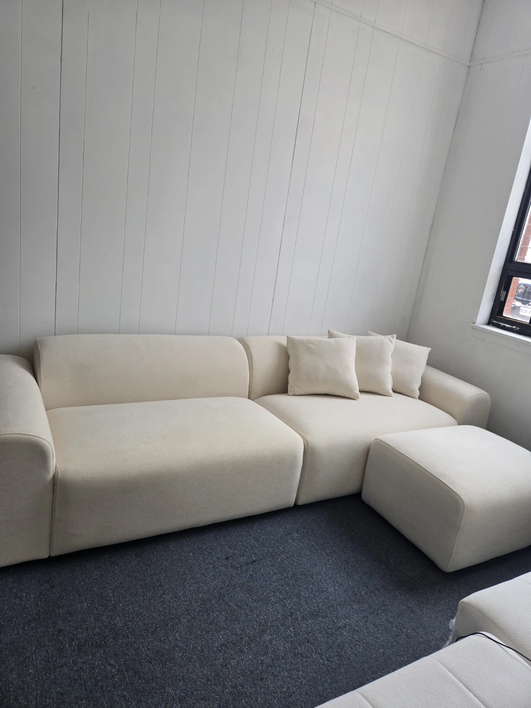 Cream Sectional Sofa with Ottoman - photo 2