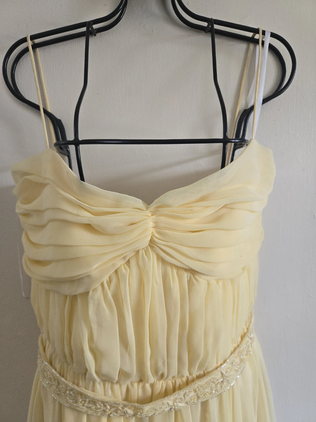 Light Yellow Chiffon Empire Waist Beaded Dress - photo 5
