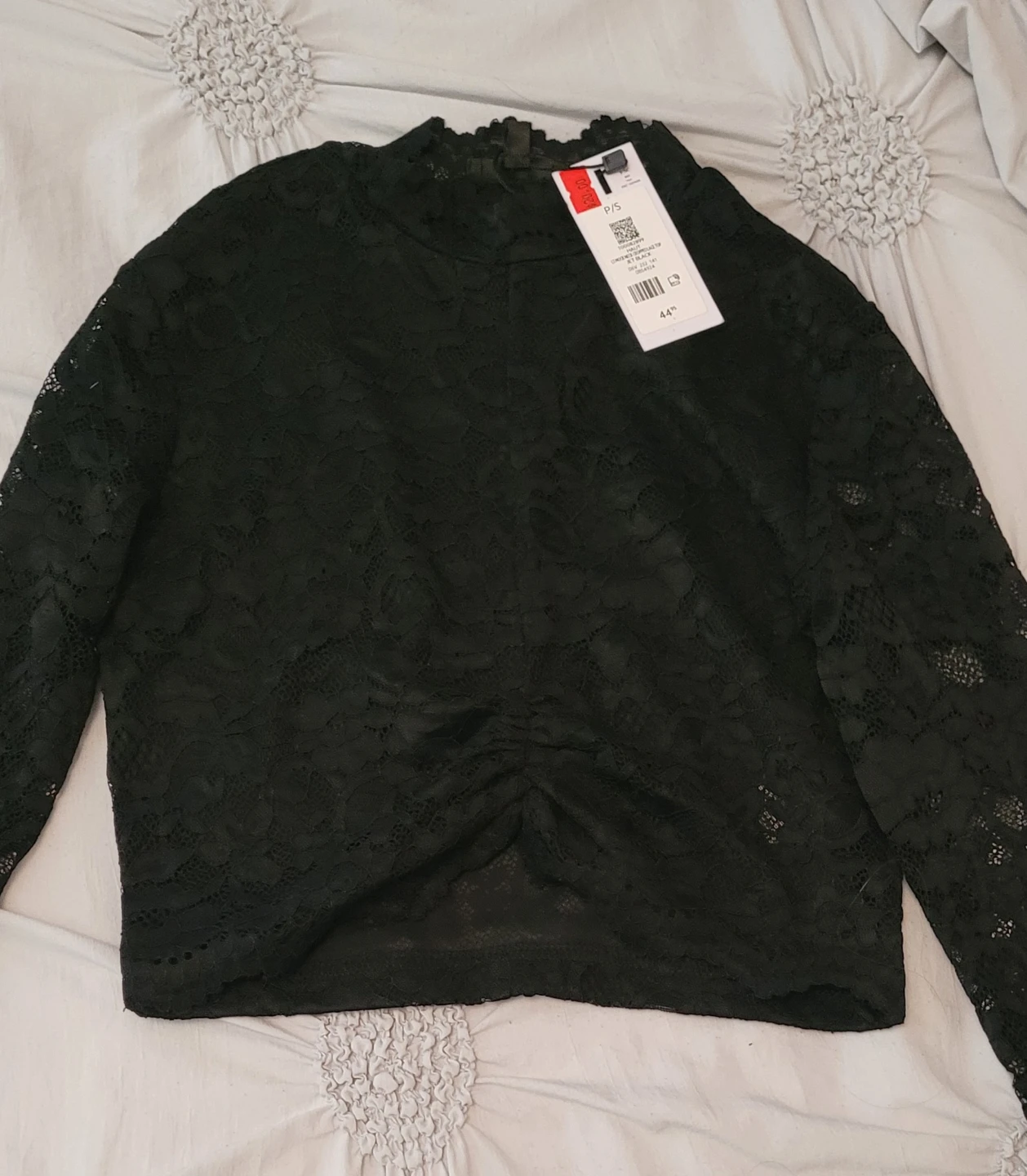 Black Lace Long Sleeve Top - P/S