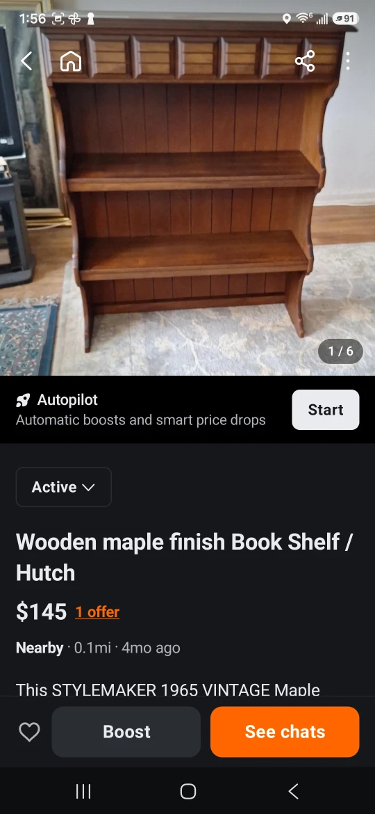 Vintage Stylemaker Maple Finish Book Shelf / Hutch