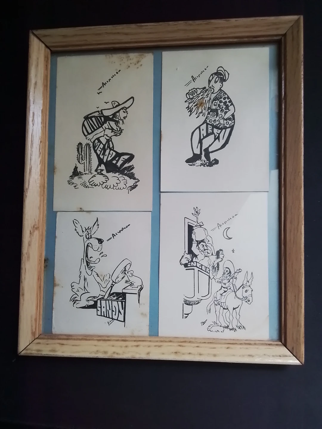 Original Signed Set of 4 Acapulco Caricature Drawings