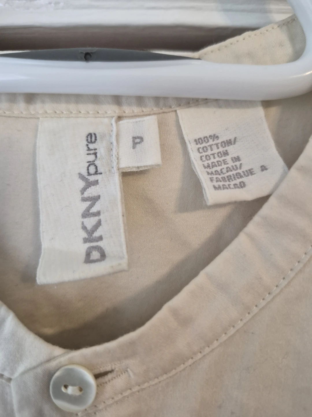 Vintage Pure DKNY 100% Cotton Tunic - Cream Blouse - photo 3