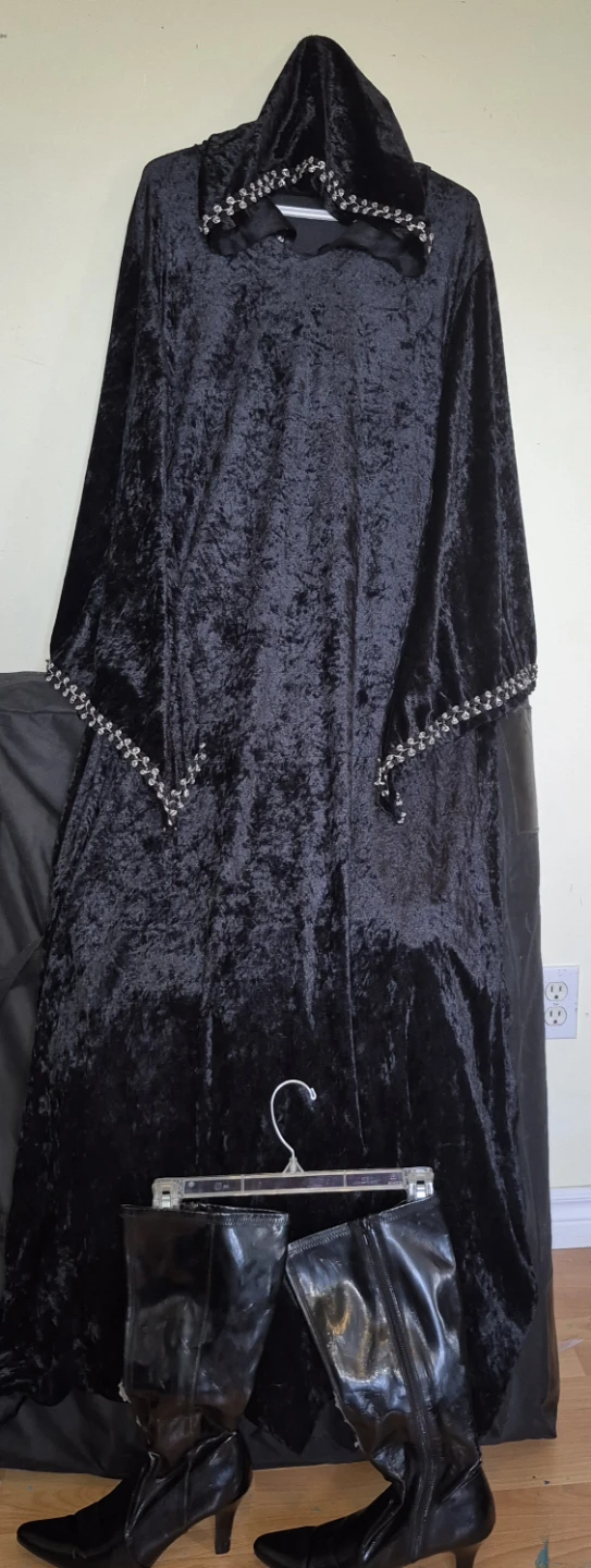 Velvet Hooded Robe and Boots Costume