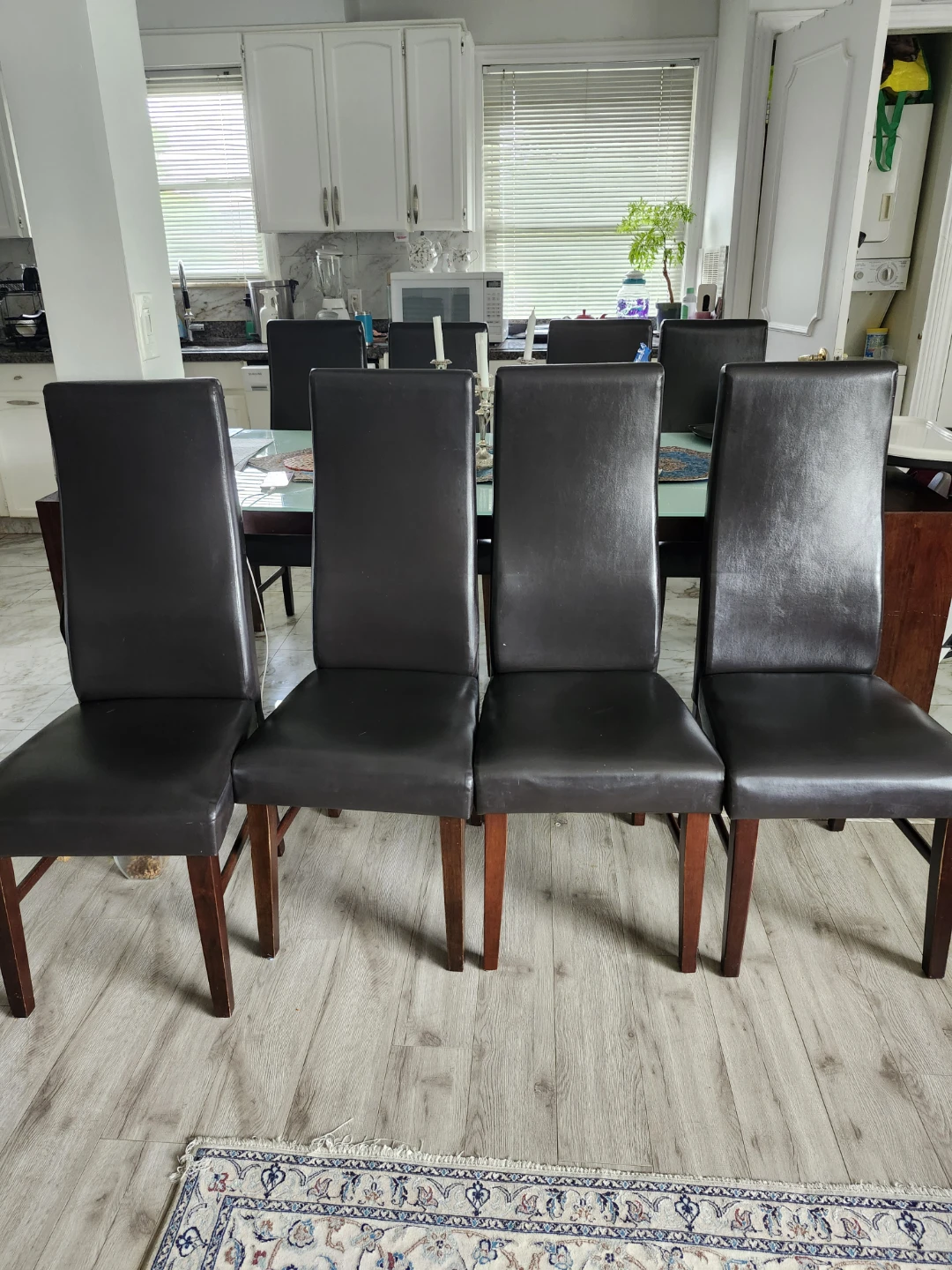 Set of 8 Dark Brown Faux Leather Dining Chairs - photo 3
