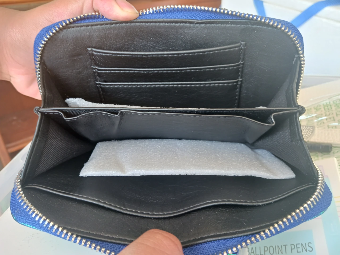 Iridescent Blue Zip-Around Wallet with Wrist Strap - photo 2