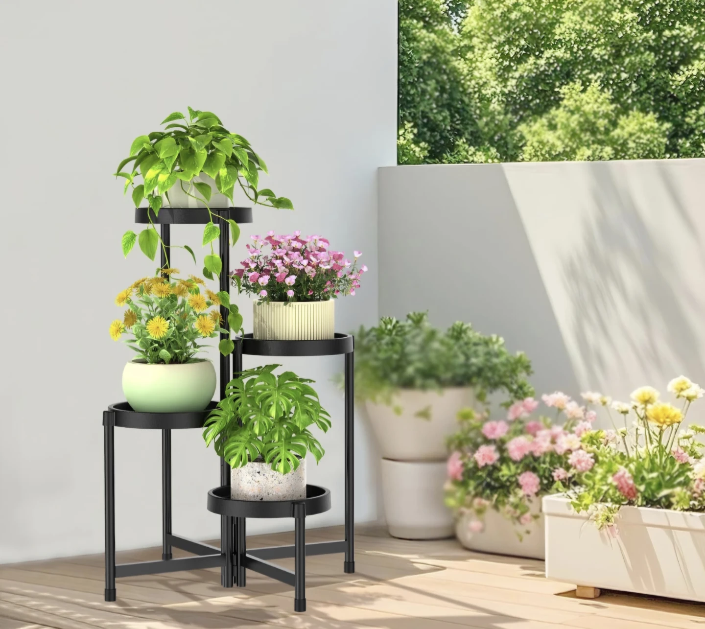 4-Tier Metal Corner Folding Plant Stand - photo 2