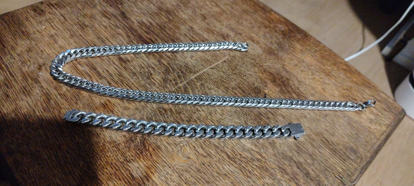 Chunky Cuban Link Chain Necklace and Bracelet Set - photo 3
