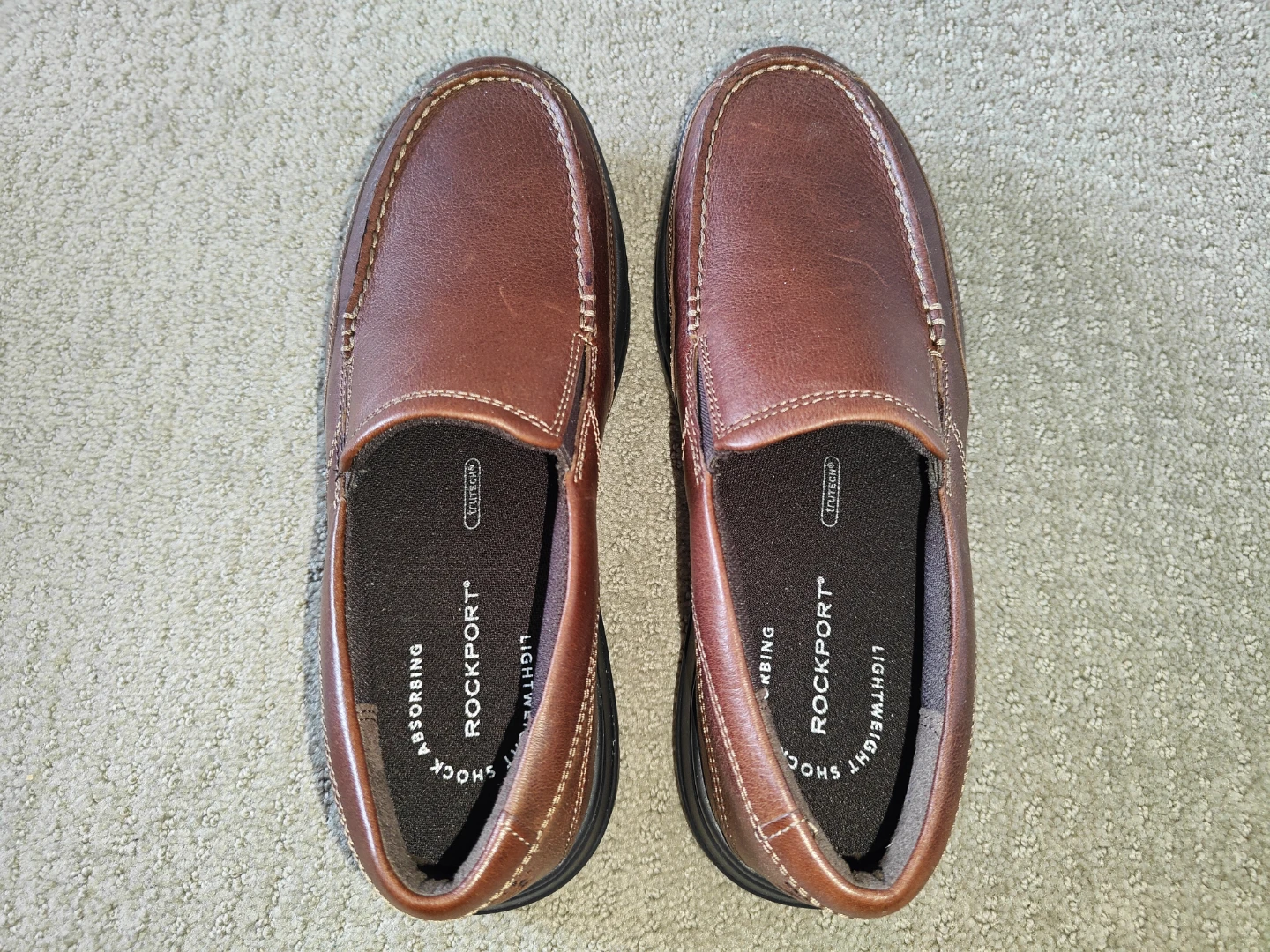 NEW Mens Rockport Slip On Brown Leather Loafers Casual Shoes 7.5 - photo 5