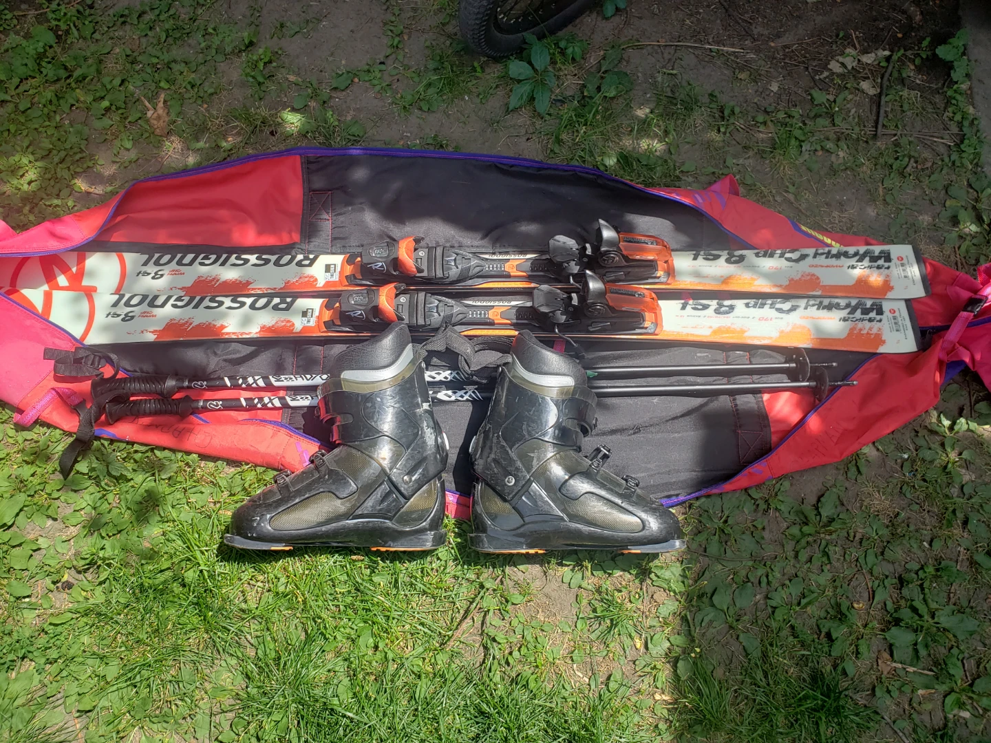 Skis  skis boots poles lot